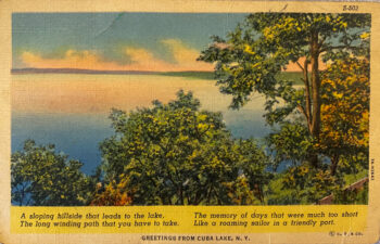 Greetings From Cuba Lake Postcard 1940_Front